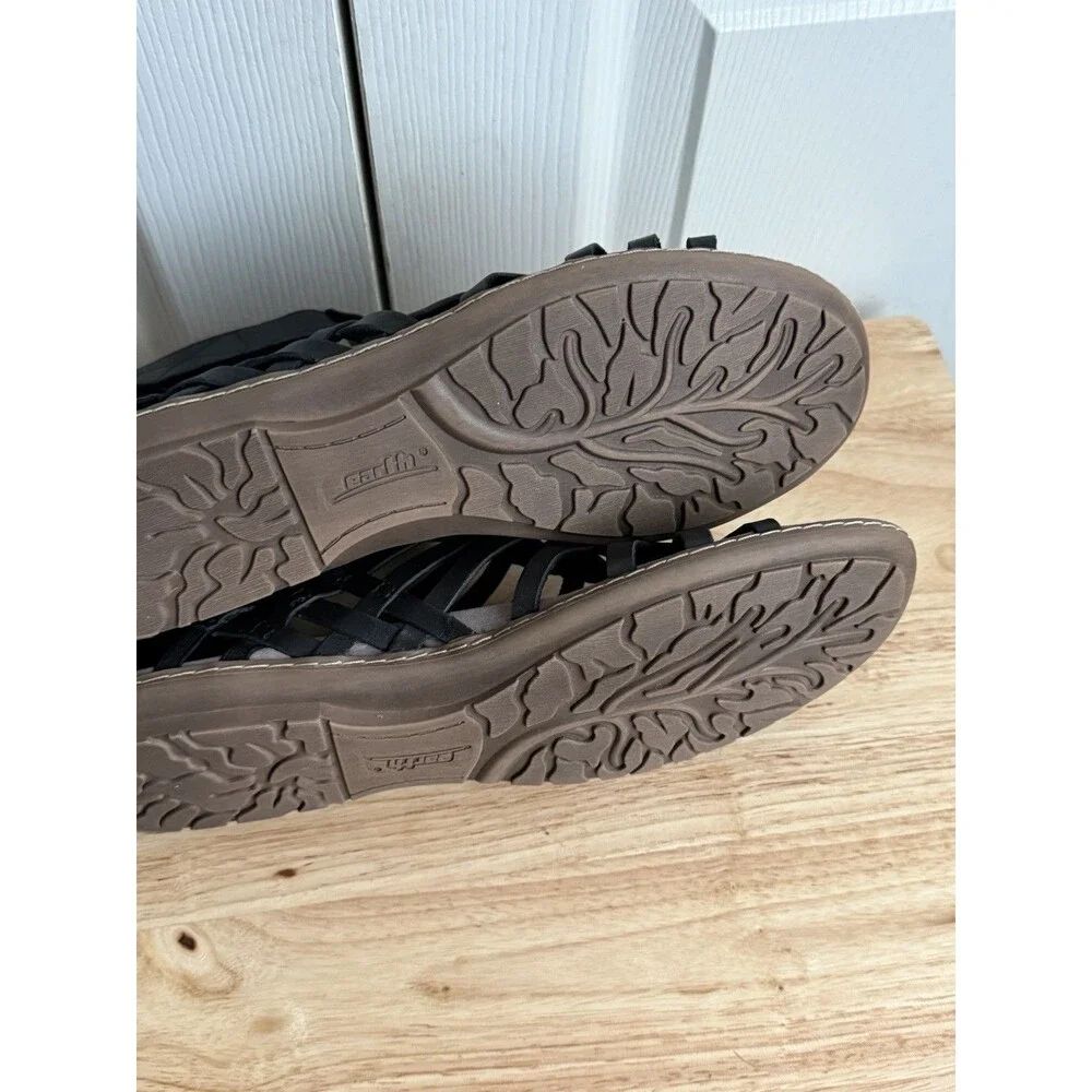 Earth Camellia Marconi Open Toe Sandals, Black Leather, Womens 11M